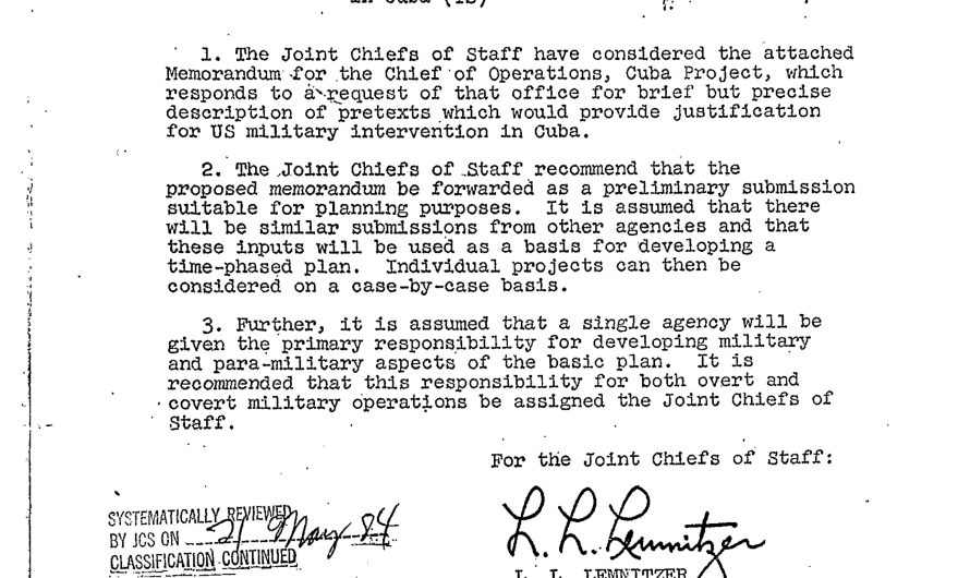 Džons F. Kenedijs un “Operation Northwoods”: Noraidījuma Vēsture