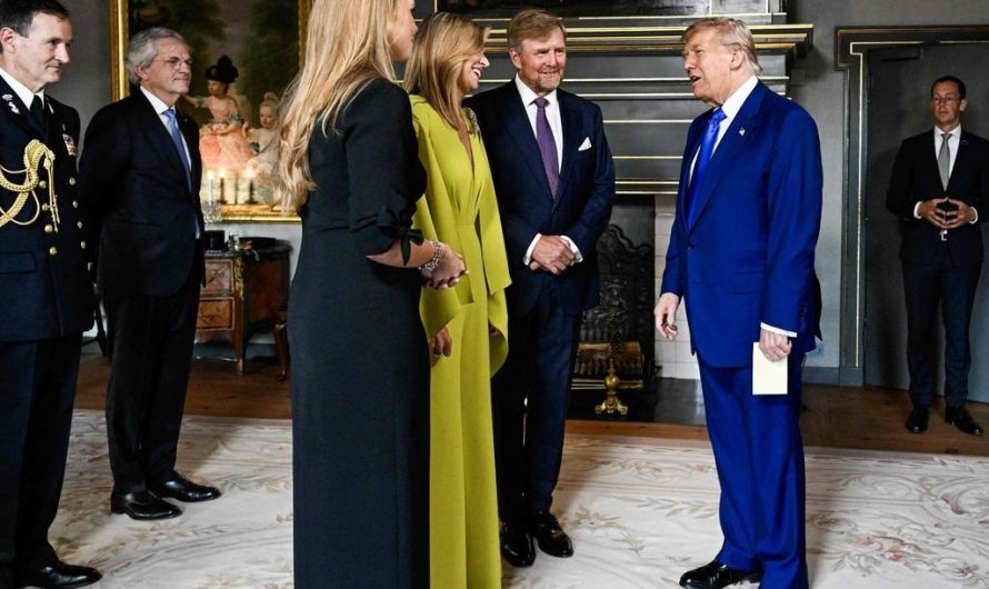 Prezidents Tramps tiekas ar Nīderlandes karali un karalieni NATO samita laikā